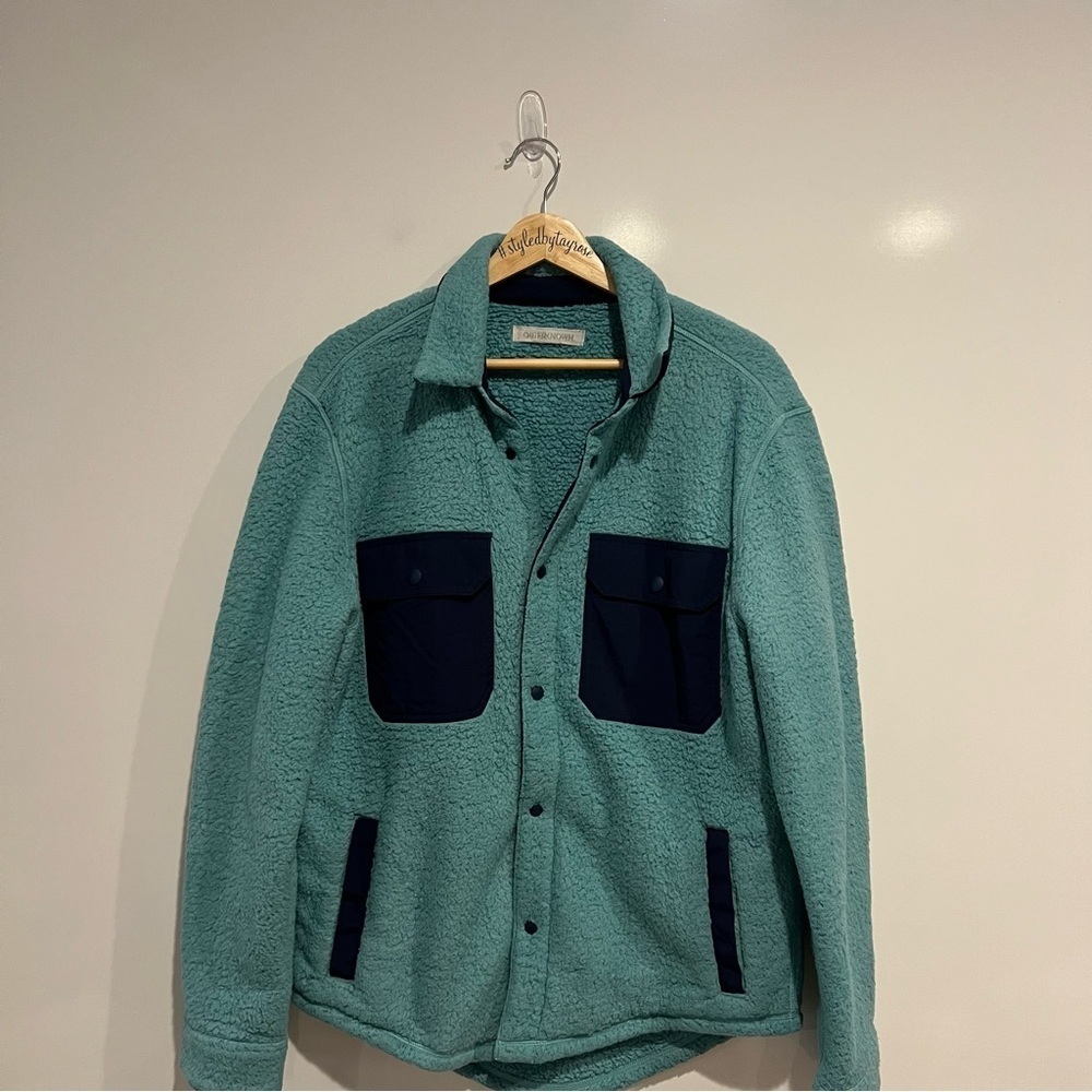Outerknown Men’s Skyline Blue Fleece Sherpa Shirt Jacket - Picture 4 of 10